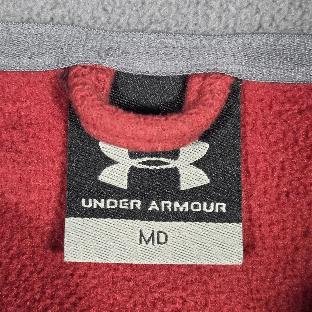 Under Armour Mens Red Fleece Full Zip Mock Neck Sweater M Athleisure Gym Workout